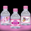 8 oz. Custom Label Spring Water w/Pink Flat Cap - Clear Bottle